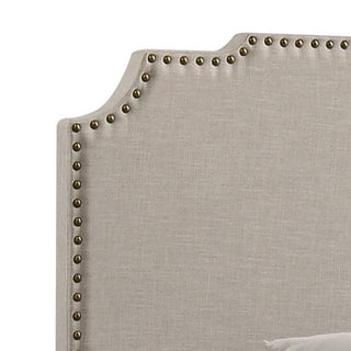 Sunvega Art Deco Inspired Queen Panel Bed with Nailhead Trim and Matte Metallic Finish