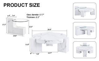 Sunvega Detachable Double-Decker Coffee Table with Anti-Collision Design and MDF Material