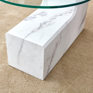 Sunvega Detachable Double-Decker Coffee Table with Anti-Collision Design and MDF Material