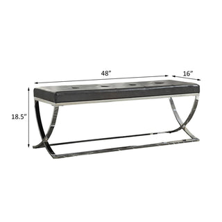 Sunvega Black Leatherette Bench with Chrome Frame and Gentle Contours
