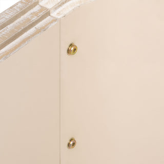 Sunvega Retro Minimalist Curved Sideboard with Gold Handles and Adjustable Shelves for Living Room
