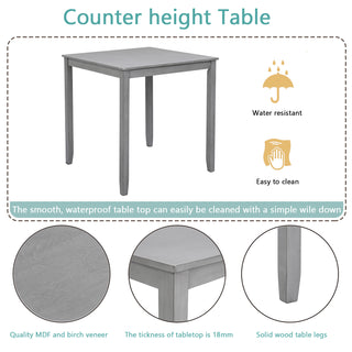 Sunvega Walnut Square Wood Dining Table for Kitchen with Counter Height and Tapered Legs