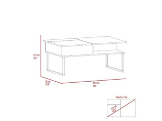 Sunvega Atlanta Lift Top Coffee Table with Hidden Storage and Metal Legs