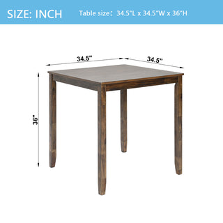 Sunvega Walnut Square Wood Dining Table for Kitchen with Counter Height and Tapered Legs