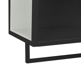 Sunvega Modern Two-Door Wall Cabinet with Three-Tier Storage for Living Room