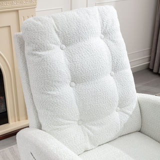 Sunvega Upholstered High Back Rocking Chair with Footrest and Side Storage Pocket