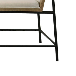 Sunvega Oak Finish Upholstered Dining Chairs with Cream Seat and Black Frame