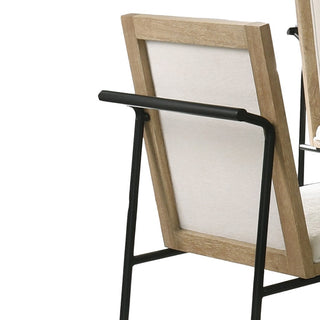 Sunvega Oak Finish Upholstered Dining Chairs with Cream Seat and Black Frame