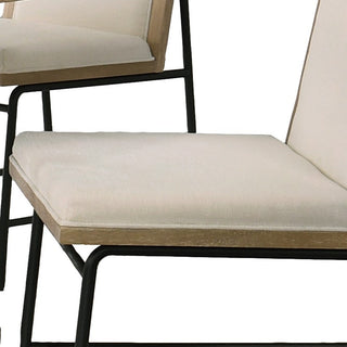 Sunvega Oak Finish Upholstered Dining Chairs with Cream Seat and Black Frame