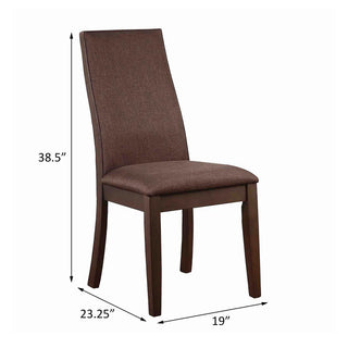 Sunvega Espresso Brown Wood Frame and Cocoa Brown Upholstered Dining Chair Set of 2