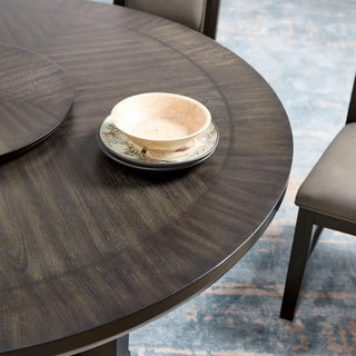 Sunvega Transitional Round Dining Table with White Marble Top and Lazy Susan