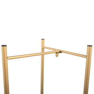 Sunvega Golden Folding Metal 2-Tier Plant Stand with Round Trays for Indoor Outdoor