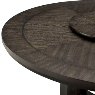 Sunvega Transitional Round Dining Table with White Marble Top and Lazy Susan
