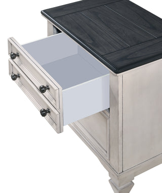 Sunvega Transitional Two-Tone Finish Nightstand with Two Storage Drawers