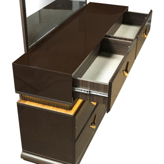 Sunvega Modern Brown Dresser with LED Lights and Six Spacious Drawers