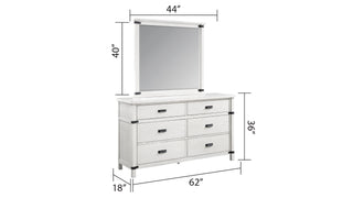 Sunvega Rectangular Antique White Wood Mirror for Modern Bedroom Décor