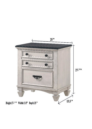 Sunvega Transitional Two-Tone Finish Nightstand with Two Storage Drawers