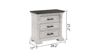 Sunvega Antique White Transitional Wood Nightstand with Three Convenient Drawers
