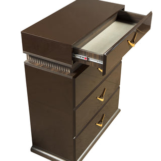 Sunvega Modern Brown Wood Chest with Five Drawers and LED Lighting