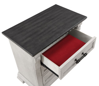 Sunvega Antique White Transitional Wood Nightstand with Three Convenient Drawers