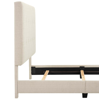 Sunvega Dynasty Beige King Size Tufted Upholstered Platform Bed with CertiPUR-US Foam