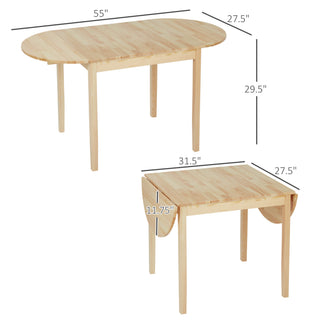 Sunvega Natural Pinewood Drop Leaf Kitchen Table for Small Spaces with Folding Dining Design