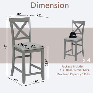 Sunvega Modern Wooden Counter Height Chairs Set of 4 with Padded Seat for Dining Room
