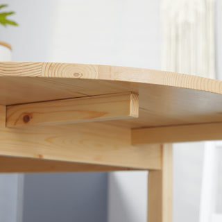 Sunvega Natural Pinewood Drop Leaf Kitchen Table for Small Spaces with Folding Dining Design