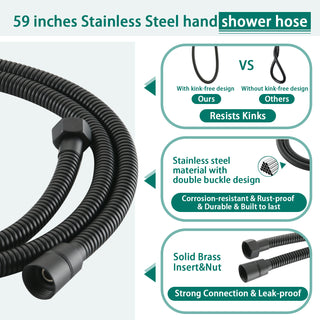 Sunvega Drill-Free Stainless Steel Slide Bar Combo Rain Showerhead with 7-Setting Hand Shower