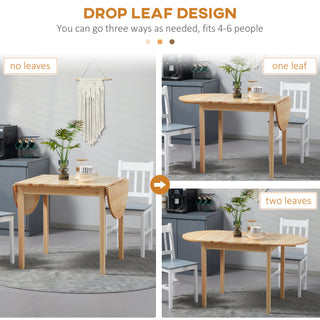 Sunvega Natural Pinewood Drop Leaf Kitchen Table for Small Spaces with Folding Dining Design