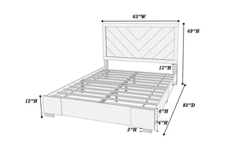 Sunvega Contemporary Grey Finish Queen Size Bed with Clean Lines Headboard