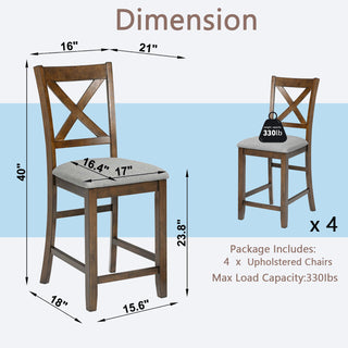 Sunvega Modern Wooden Counter Height Chairs Set of 4 with Padded Seat for Dining Room