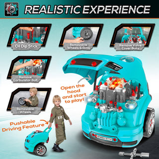 Sunvega 61-Piece Kids Mechanic Car Repair Set with Realistic Engine Sounds