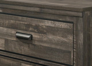 Sunvega Contemporary Brown Mix Finish Nightstand with Two Storage Drawers and Black Metal Pull