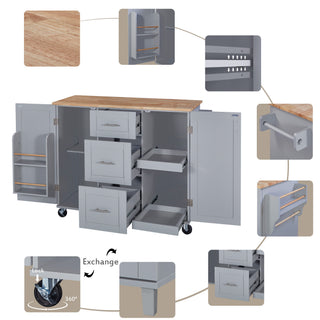 Sunvega Rolling Kitchen Island with Storage Cart, 3 Drawer and Slide-Out Shelf Design