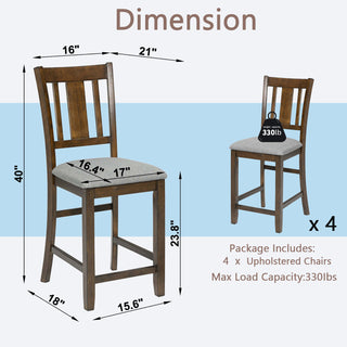 Sunvega Modern Wooden Counter Height Chairs Set of 4 with Padded Seat for Dining Room