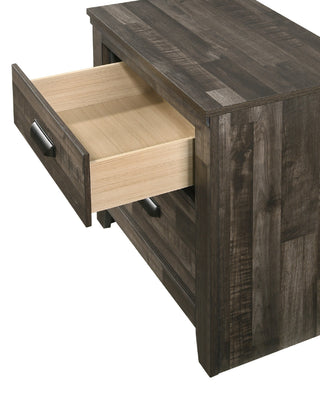 Sunvega Contemporary Brown Mix Finish Nightstand with Two Storage Drawers and Black Metal Pull