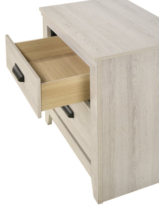 Sunvega Contemporary Brown Mix Finish Nightstand with Two Storage Drawers and Black Metal Pull