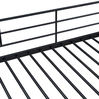 Sunvega Twin Over Twin Metal Bunk Bed with Lateral Ladder and Wardrobe in White