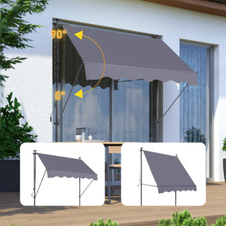 Sunvega 118-Inch Manual Retractable Patio Awning with UV Protection and Privacy Curtain