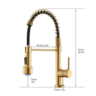 Sunvega Gold Single Handle Pull Down Sprayer Kitchen Sink Faucet