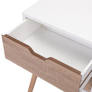 Sunvega Modern Nightstand with 2 Spacious Drawers and Solid Wood Legs for Bedroom