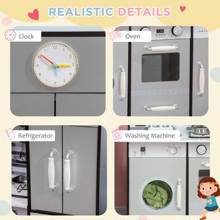 Sunvega Wooden Play Kitchen Set with Lights Sounds Washing Machine Water Dispenser