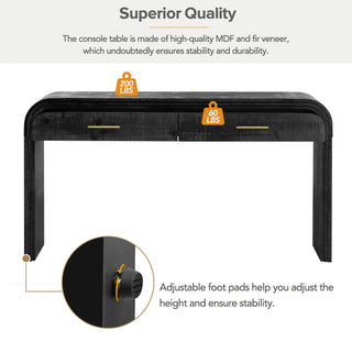 Sunvega Retro Minimalist Curved Sideboard with Gold Handles and Adjustable Shelves for Living Room