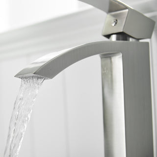 Sunvega Brushed Nickel Single Hole Waterfall Bathroom Sink Faucet with Single Handle