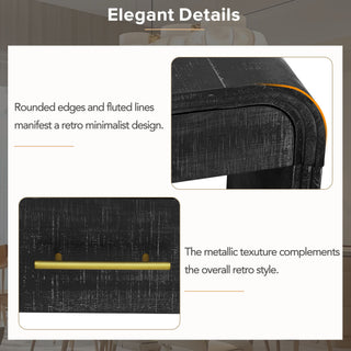 Sunvega Retro Minimalist Curved Sideboard with Gold Handles and Adjustable Shelves for Living Room
