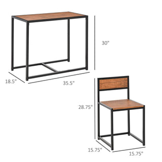 Sunvega Industrial Dining Table Set for Two with Chairs and Footrest