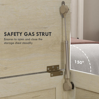 Sunvega Farmhouse Storage Chest Organizer with Safety Hinge and Wood Grain Effect