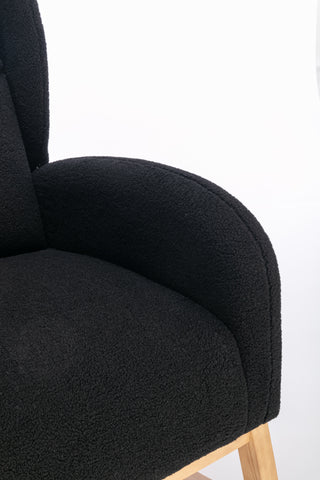 Sunvega Teddy Fabric Rocking Chair With Wood Legs For Living Room And Bedroom