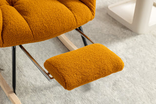 Sunvega Teddy Fabric Rocking Chair with Adjustable Footrest for Living Room